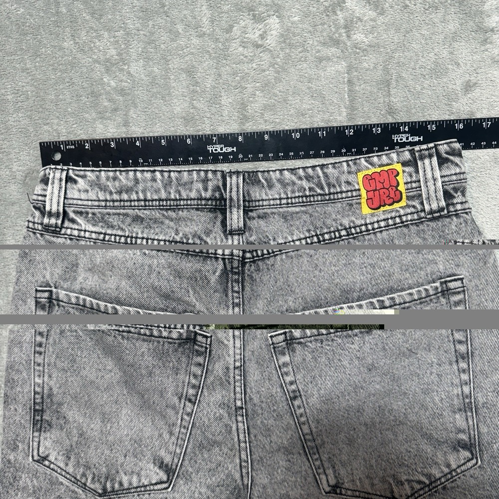 Empyre Men Shorts 30 Gray Denim Embroidered Jean Grunge Skater Baggy Y2K - Picture 7 of 8